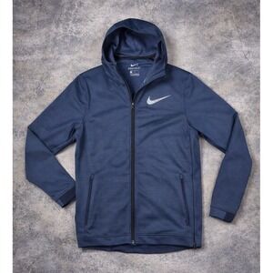 Nike Dri Fit Showtime Size L Tall Full Zip Navy Jacket Hoodie Mock Neck